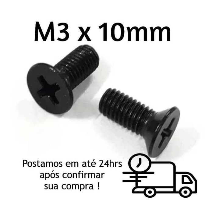 Parafuso Chato Phillips M3 X 10mm Oxidado Preto