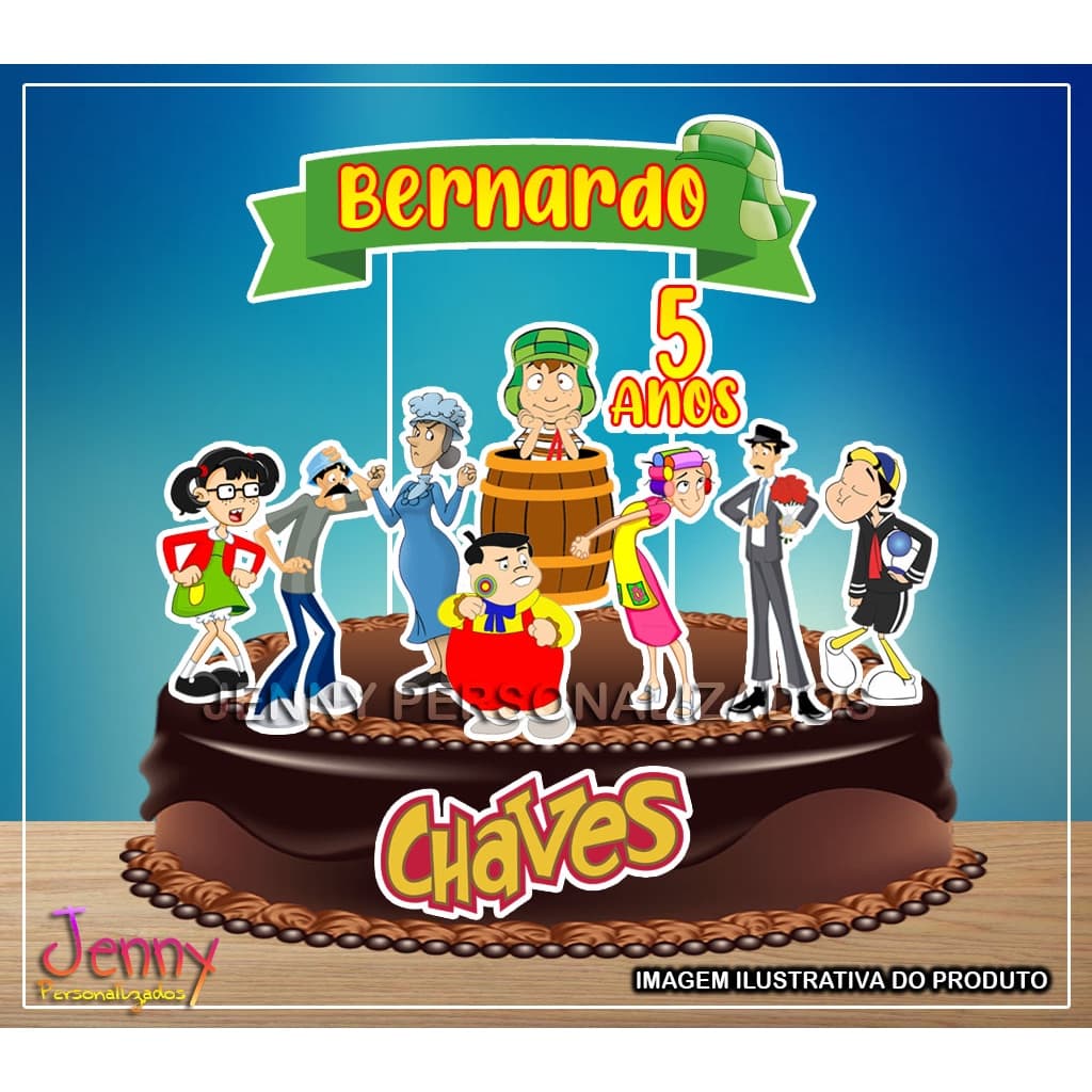 topo topper de bolo personalizado Chaves