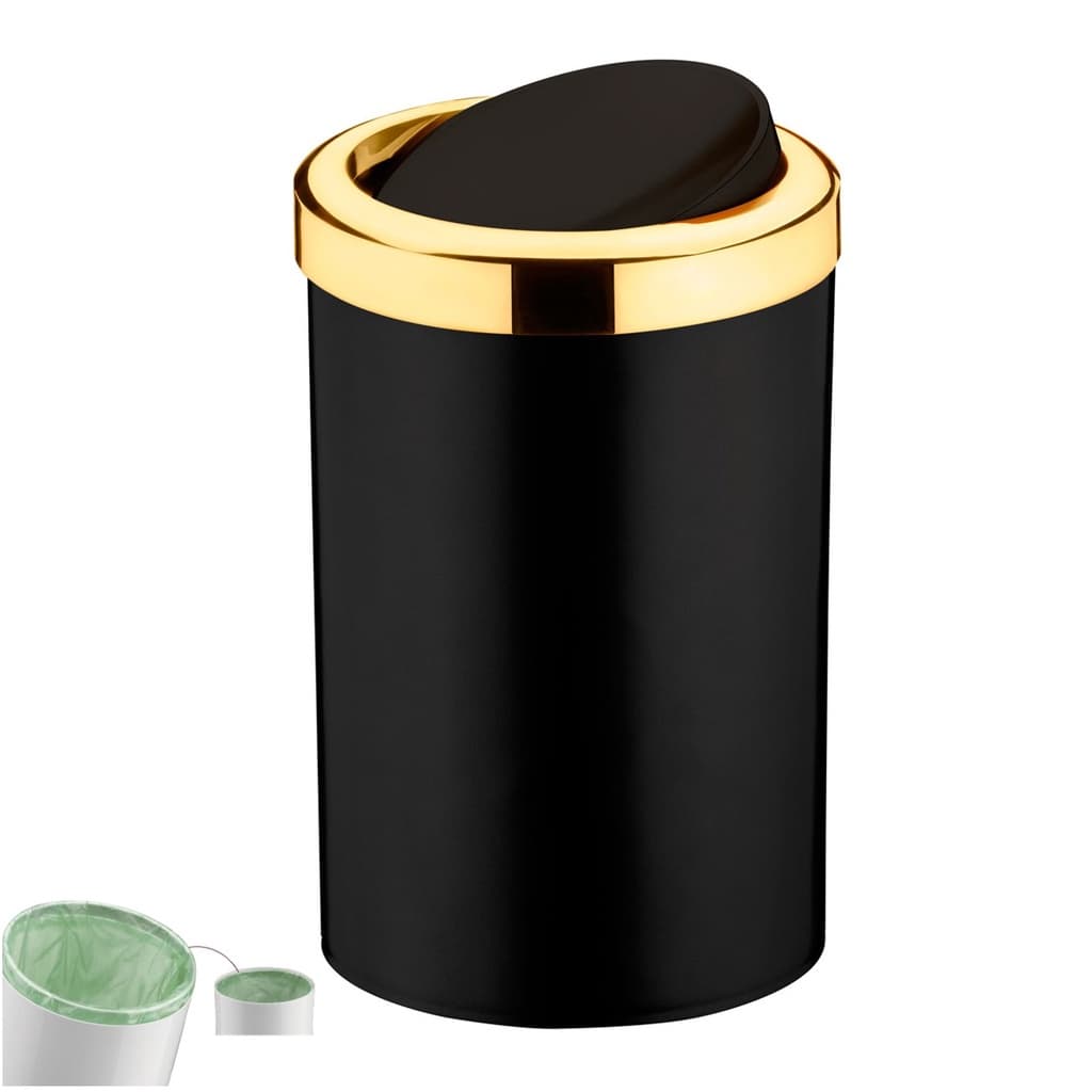 Lixeira 8 Litros Tampa Cesto De Lixo Basculante Para Cozinha Banheiro Escritório Dourado - 1220PTD Future