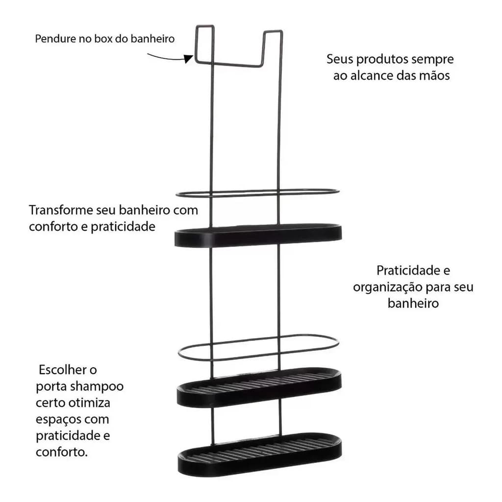 Porta Box Shampoo Decoração Banheiro Prateleira Xampu