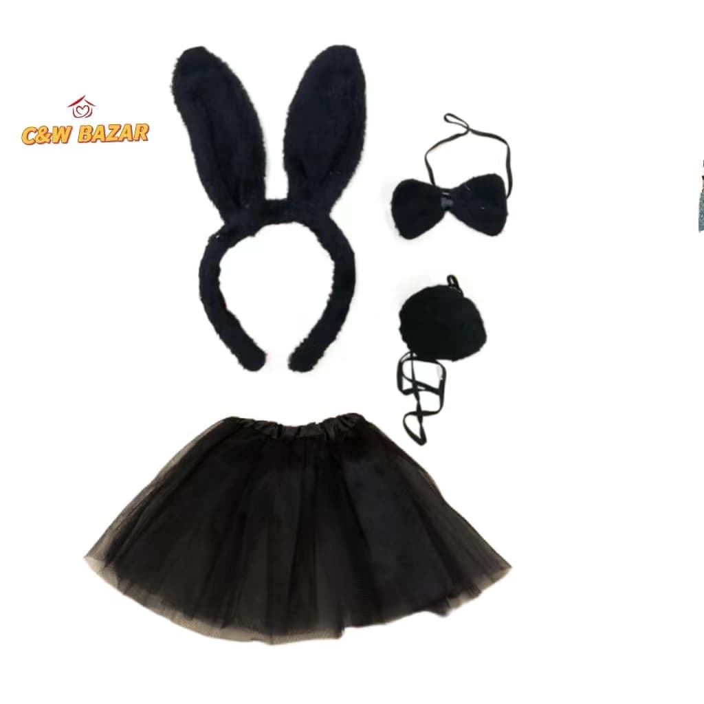 Kit Tiara De Coelho + Saia Tule Para Adultos Fantasia Cosplay Para Carnaval E Festa
