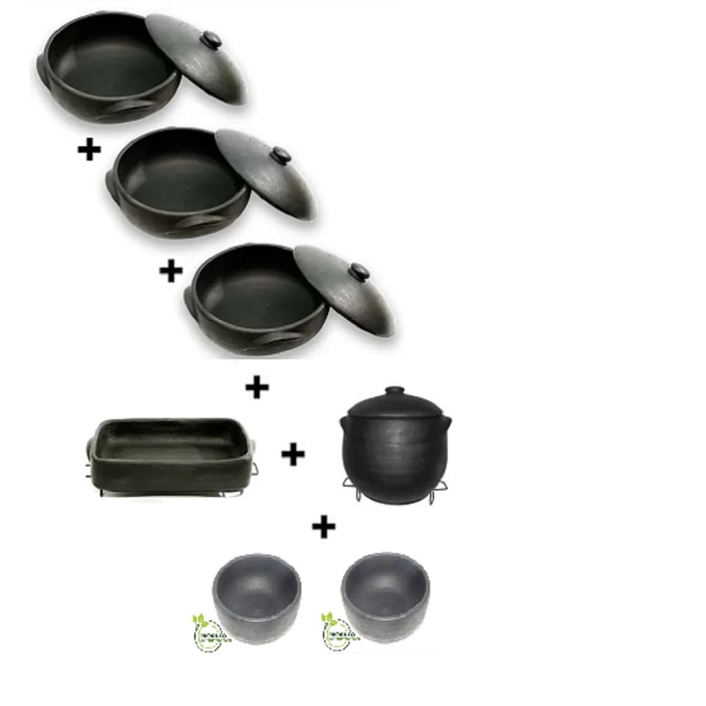 Jogo De Panelas Barro 7 Peças Fogão Indução, A Gás + Cumbucas