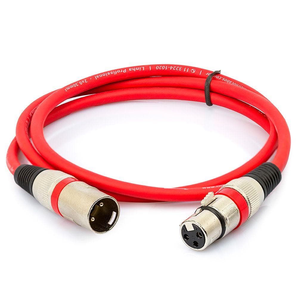 Cabo Canon Macho X Fêmea Balanceado, Vermelho, 2 Metros