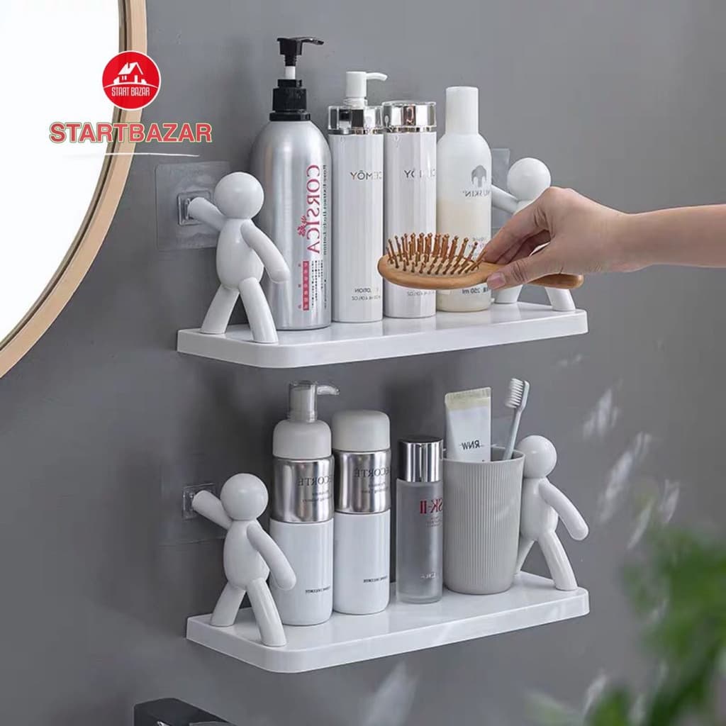 Suporte Organizador Cozinha Banheiro Plástico Com Adesivo/Suporte de prateleira de plástico multifuncional com adesivo tamanho 33X13X13.5CM