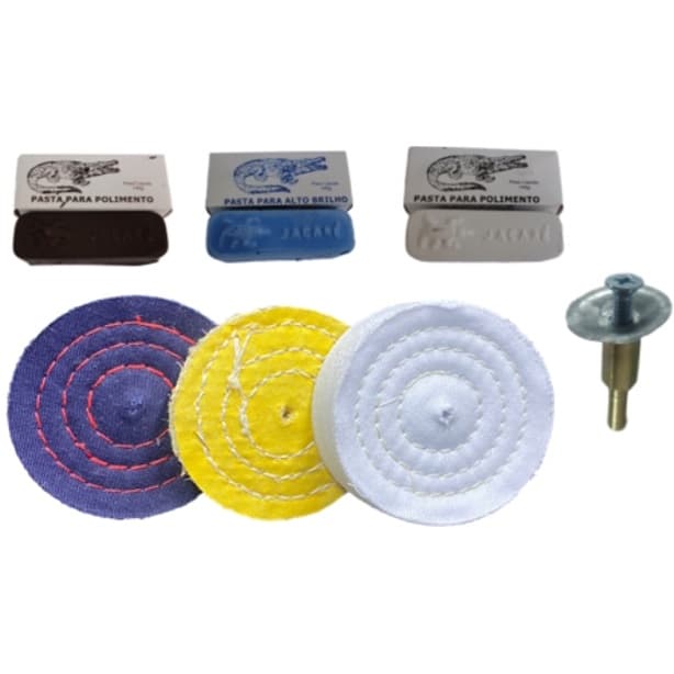 Kit Polimento 7 Peças Furadeira  Inox Moto Massa Rodas