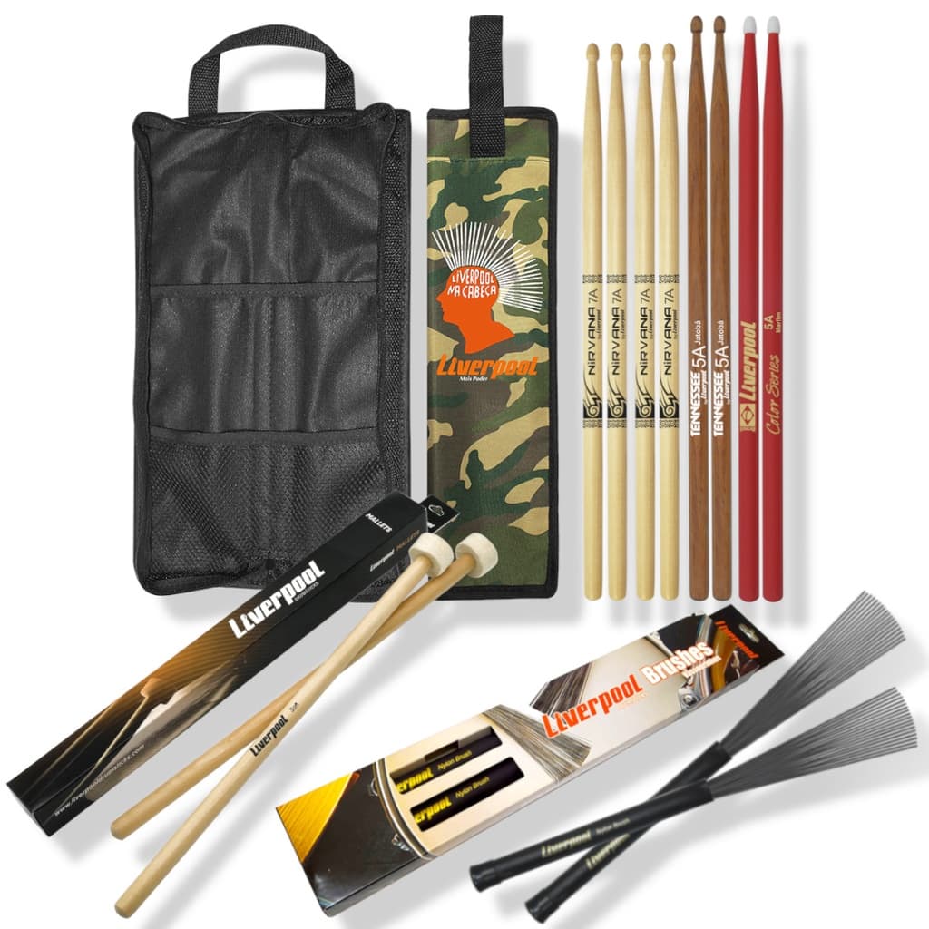 Kit Bag Com01 + Set De Baquetas Diversas Liverpool
