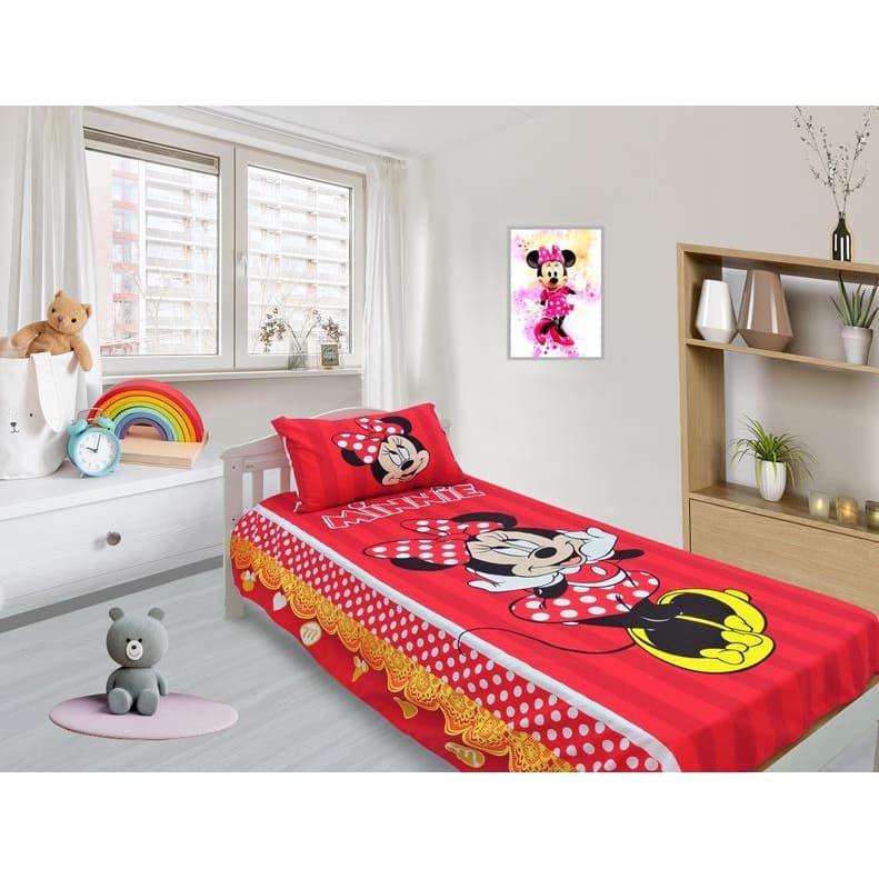Jogo De Lençol E Fronha Minnie Vermelha, Kit 2pçs, Cobreleito