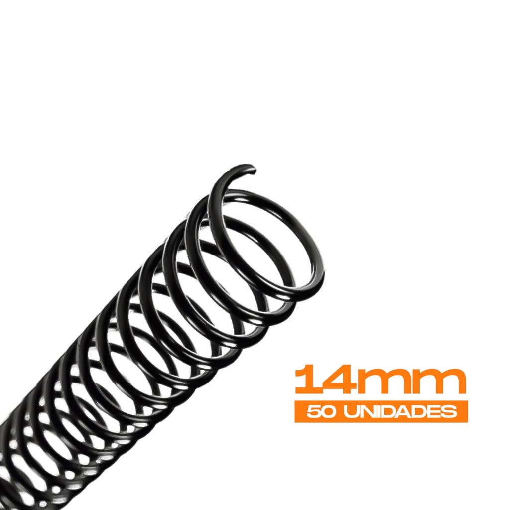 Espiral Plástico para encadernação 14mm Preto c/ 50 Pcs