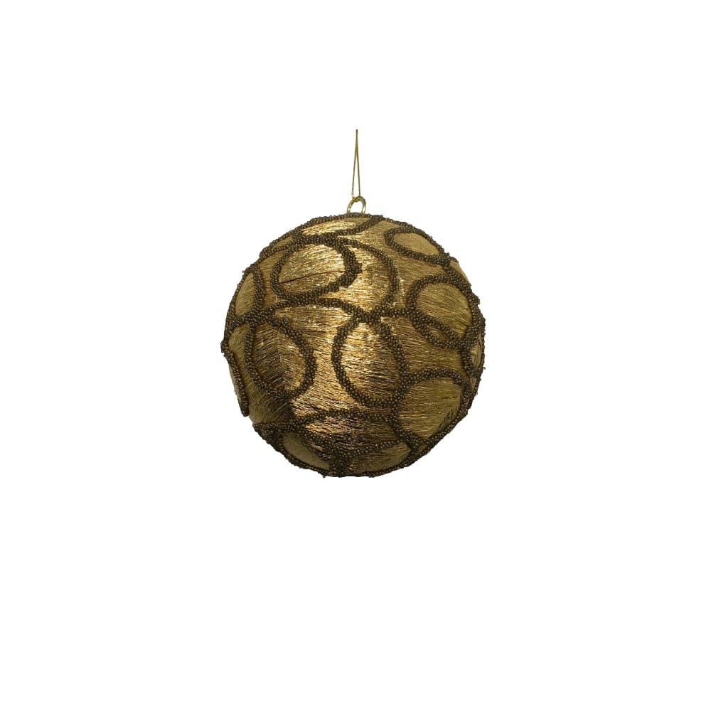 CONJUNTO COM 03 BOLAS DOURADAS ARABESCO 10CM HT9238 - LINHA CHRISTMAS PREMIUM