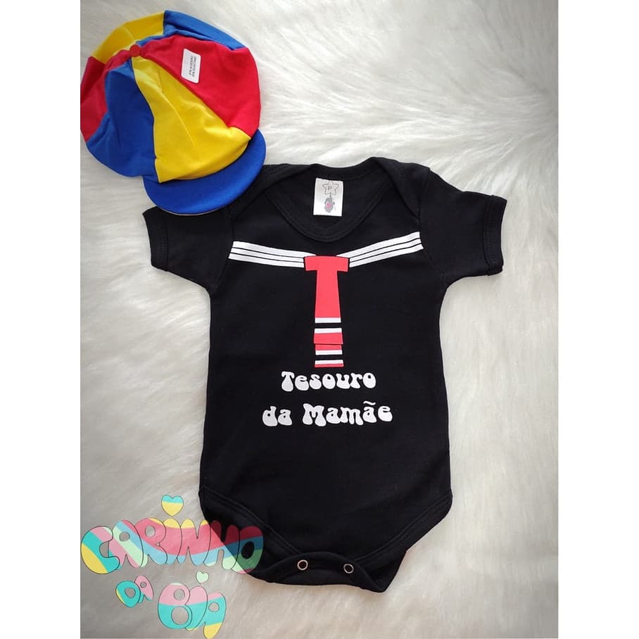 Body Fantasia Temático Mesversário bebê menino Quico - Turma do Chaves