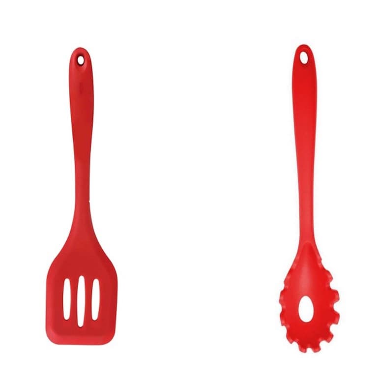 Kit de Espátula Vazada e Pegador de Macarrão  De 30Cm e 28Cm Em Silicone Casambiente