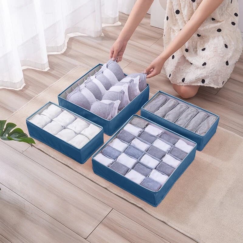 Kit 02 Caixa Organizadora De Gavetas Multiuso Colmeia TNT Dobrável Antimofo Roupas Sutian