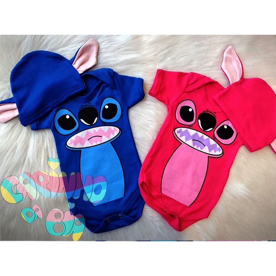 Body mesversário bebê menino/menina Stitch e Angel - Lilo & Stitch