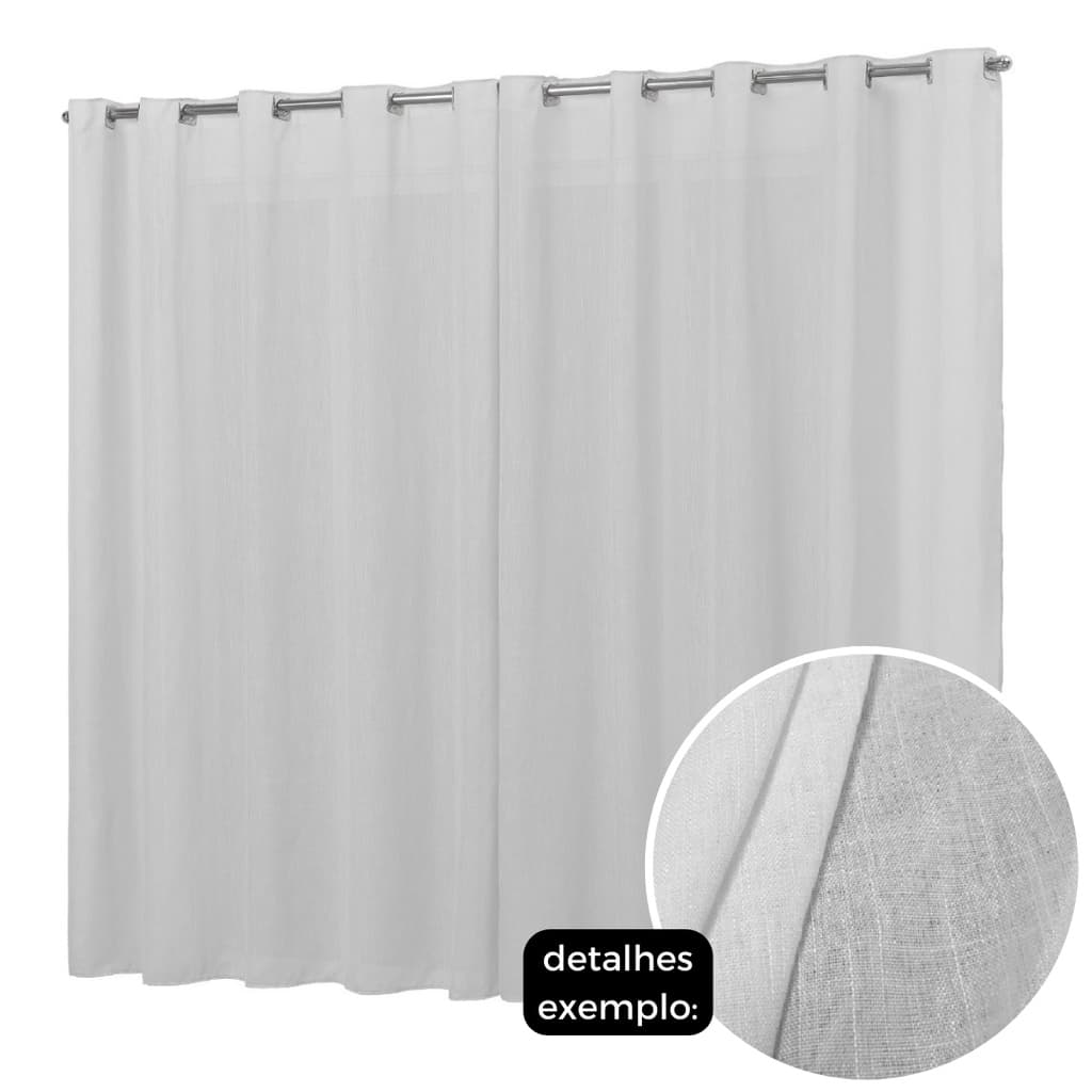Cortina Flame De Linho Voil Tipo Gaze 4,00 x 2,30 Para Varão Simples Chique