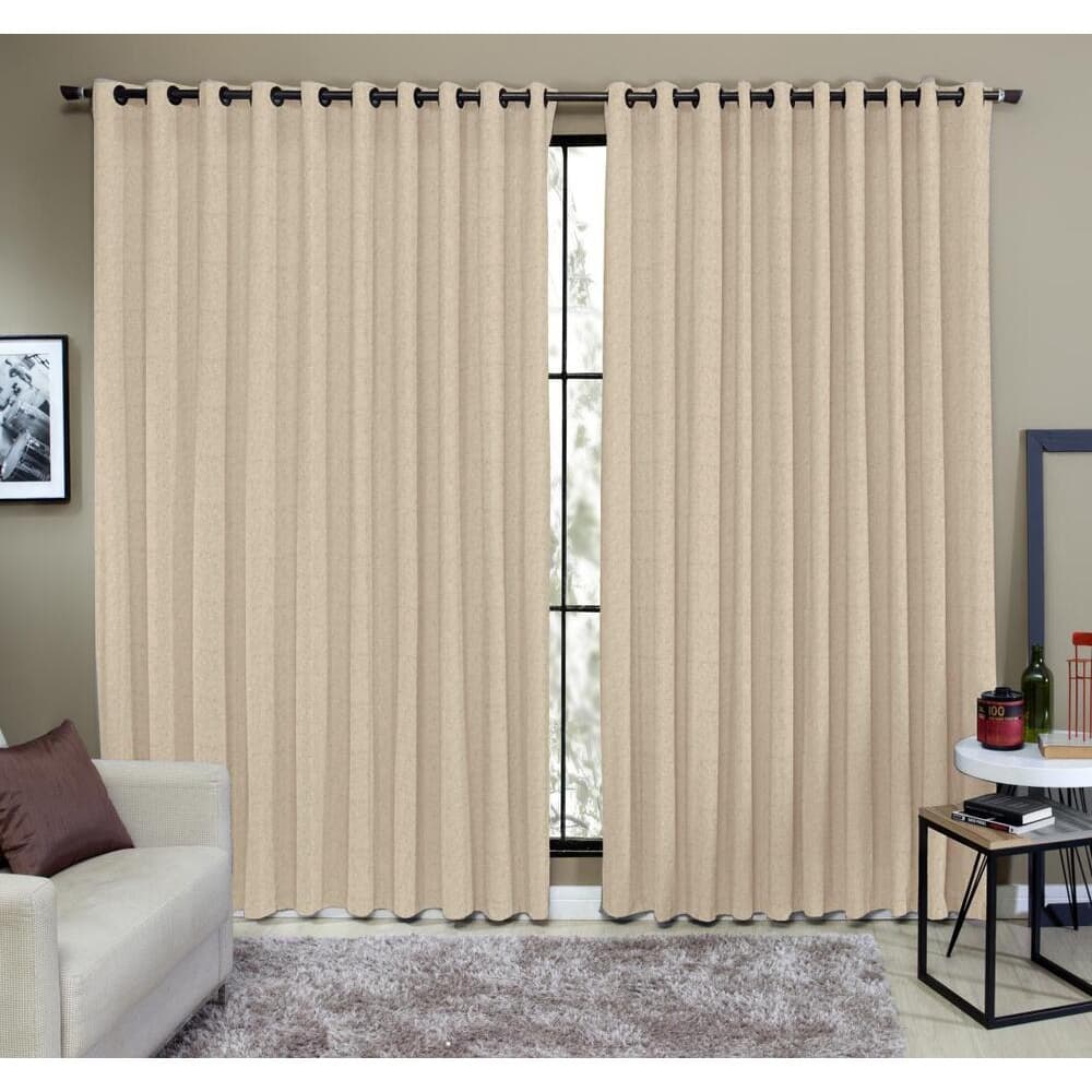 Cortina Longa Para Quarto Ou Sala Tecido Rustico 2,00 X 2,30