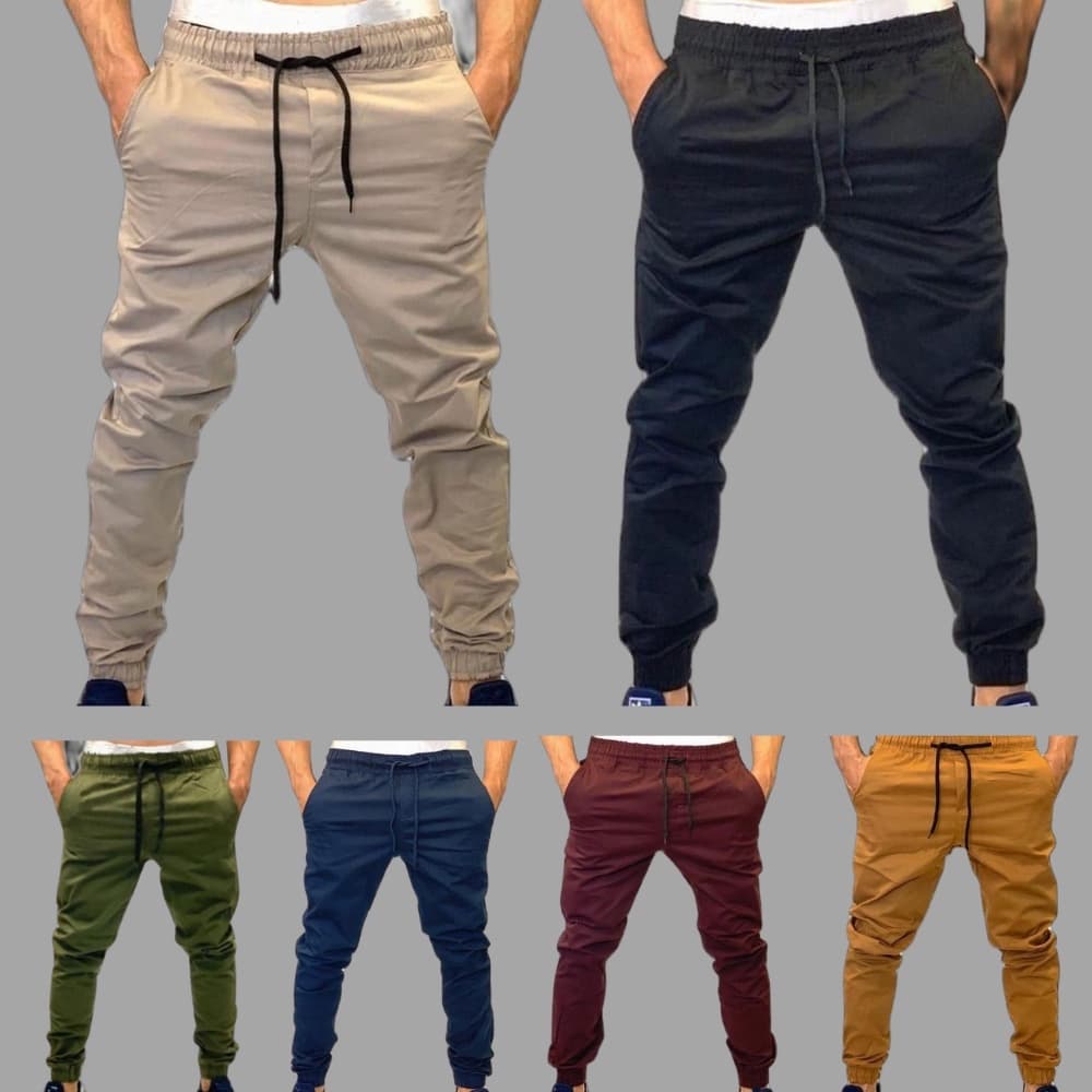 KIT 2 Calças Jogger  Masculina sarja Skinny com punho elástico