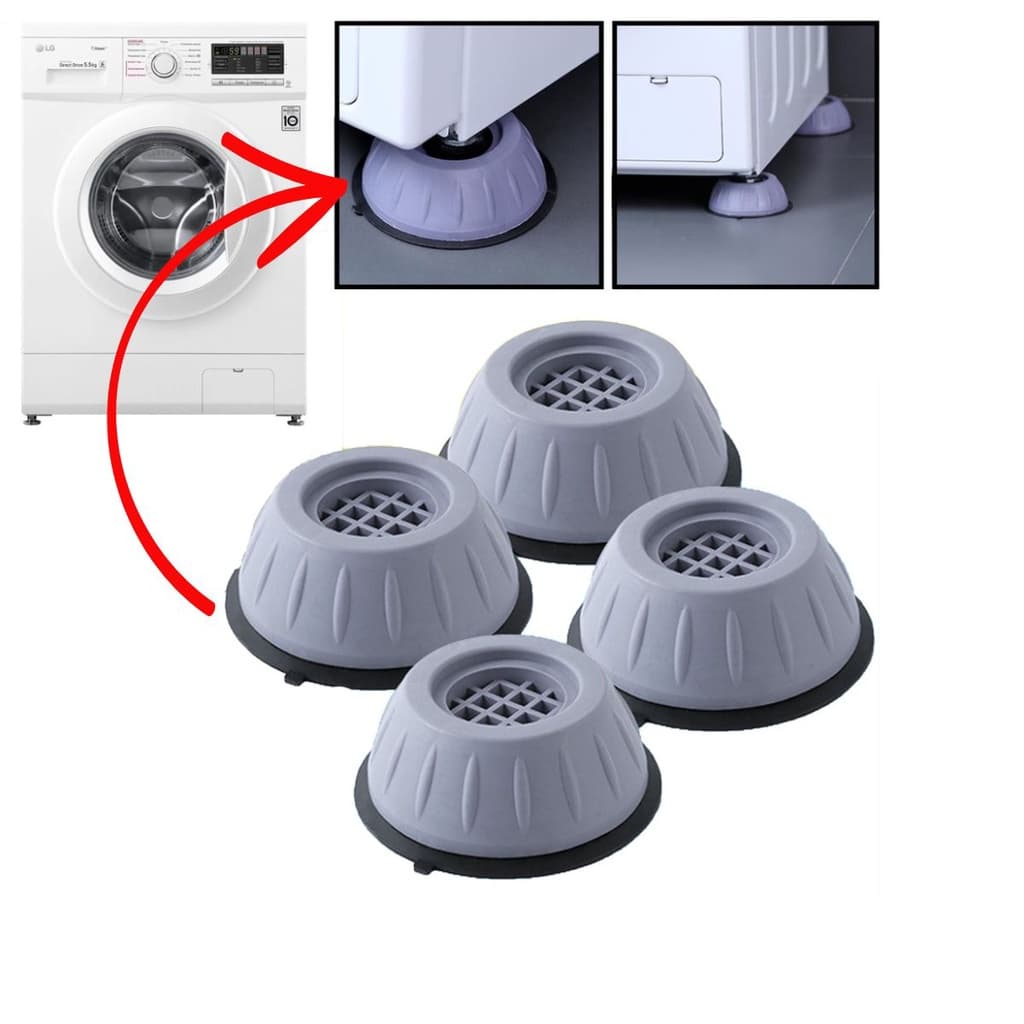 Kit 4 Peças Suporte Anti Vibração Amortecedor De Borracha Pezinho Pé Máquina Lavar Roupas Nivelador