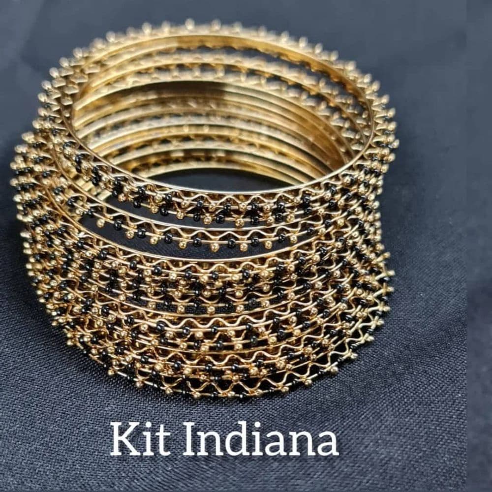 Conjunto de Pulseiras Indiana Dourada e Preta