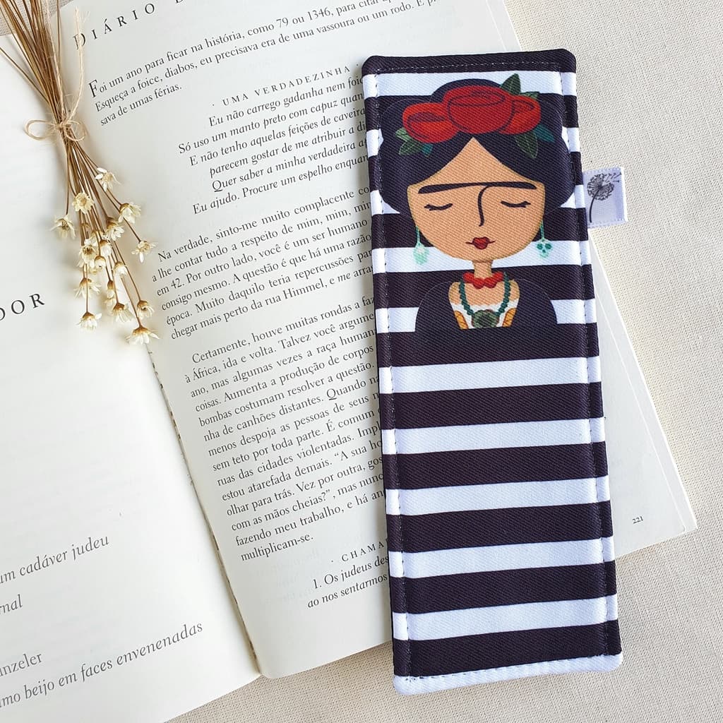 Marcador de Páginas Tecido para Livro, Bíblia, Apostila, Agenda e Caderno, Frida Kalho