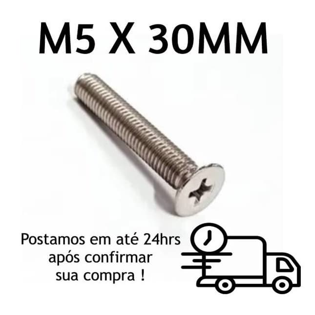 Parafuso Máquina Chato Phillips M5 X 30mm Inox
