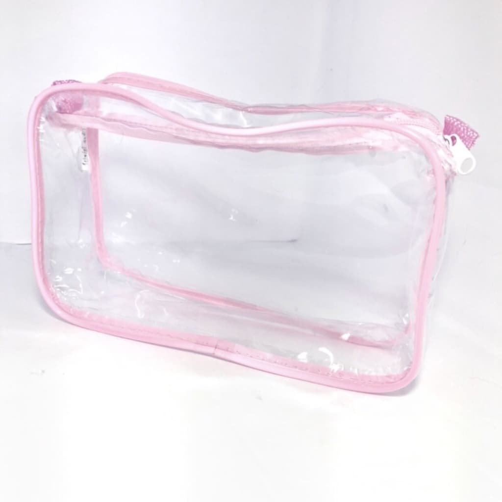 Necessaire 23x15 inteira transparente e ROSA - maquiagem - viagem -multiuso