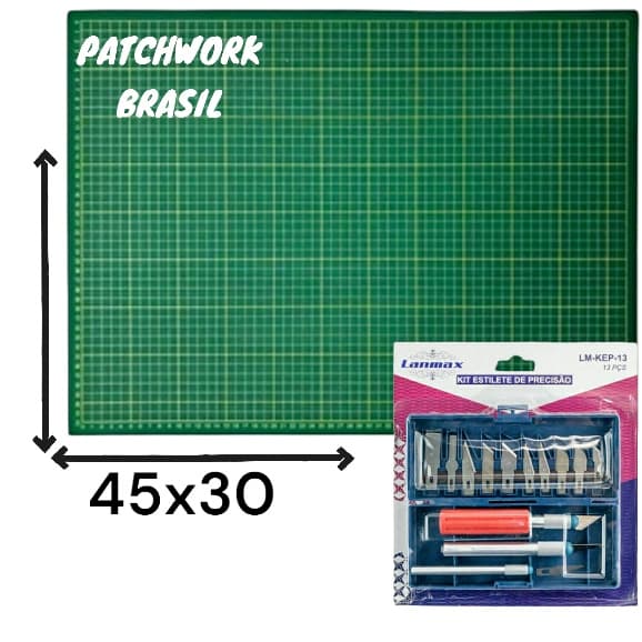 Base de corte 45x30 kit estilete precisão 16 peças Patchwork Dona Shô