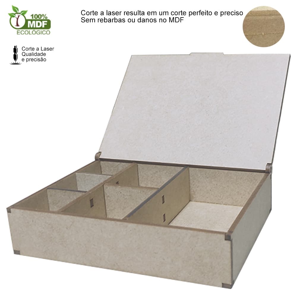 Caixa organizadora 6 divisórias 14x10,5 Especiarias de Gin Bijuterias Parafusos Artesanato Decori Br
