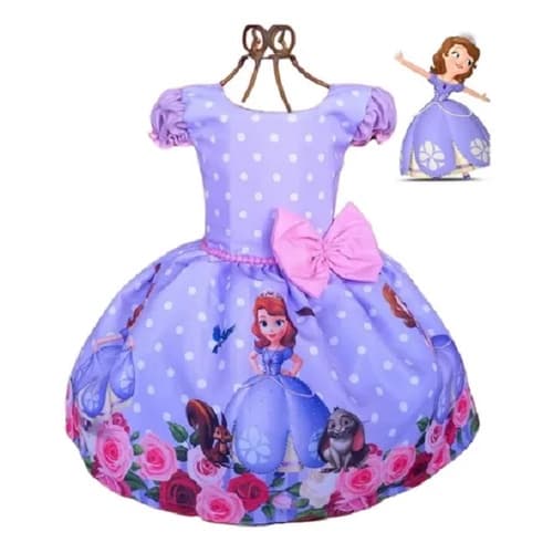 Vestido Temático Princesa Sofia Luxo Festa Fantasia