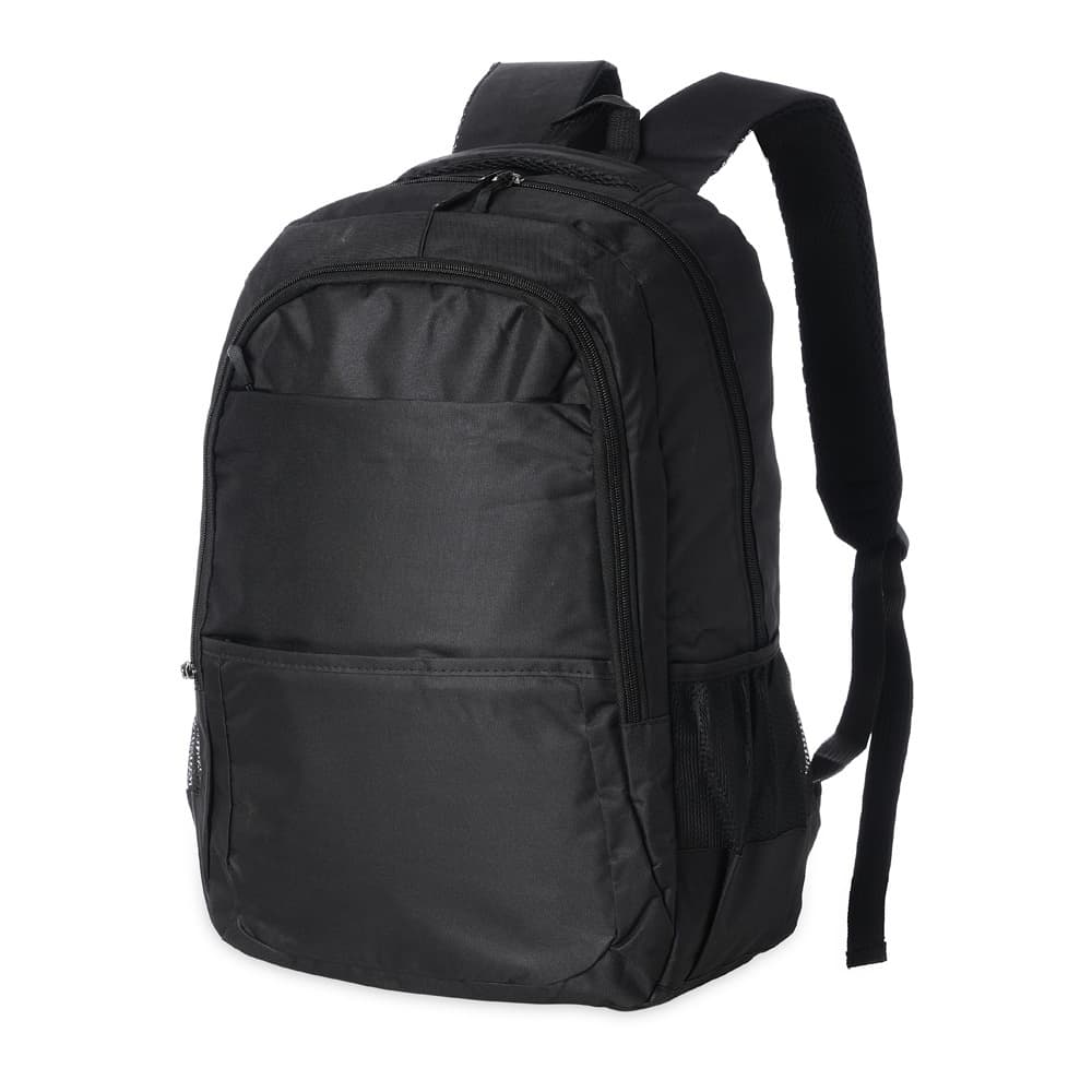 Mochila de nylon 27 litros com quatro compartimentos sendo o principal com bolso para notebook 17,3