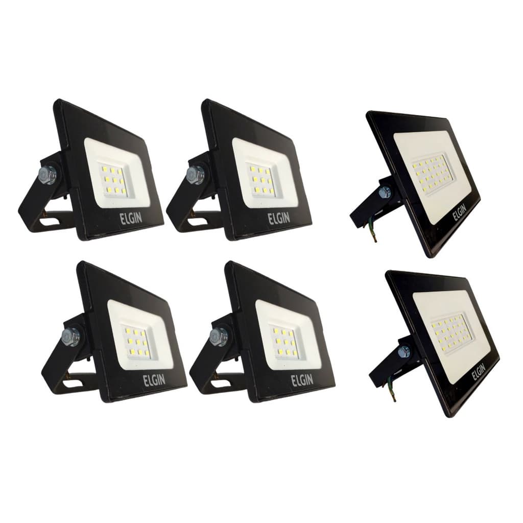 Kit 4 Refletores Led de 10W e 2 De 30W Bivolt 6500K Projetor