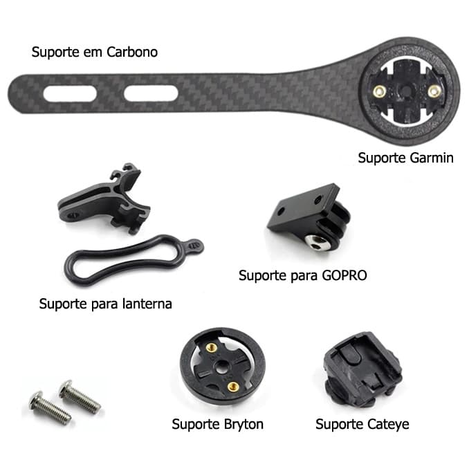 Suporte de GPS em Carbono para Guidão Integrado Compatível Garmin Xoss Bryton iGPSPORT etc