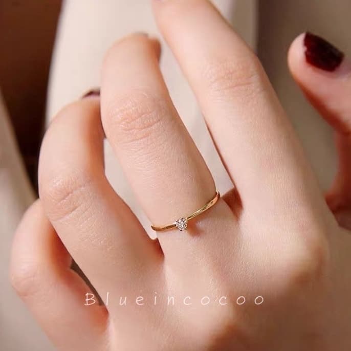 Anel Feminina Solitário 1.5mm/2mm /4mm Dourado e Prata em Aço inox 316L