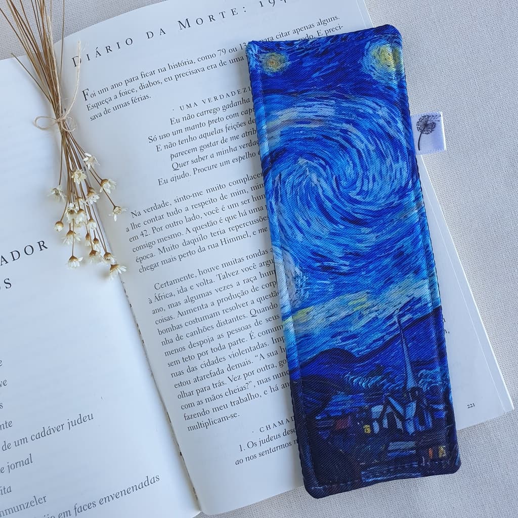 Marcador de Páginas Tecido para Livro, Bíblia, Apostila, Agenda e Caderno, Van Gogh