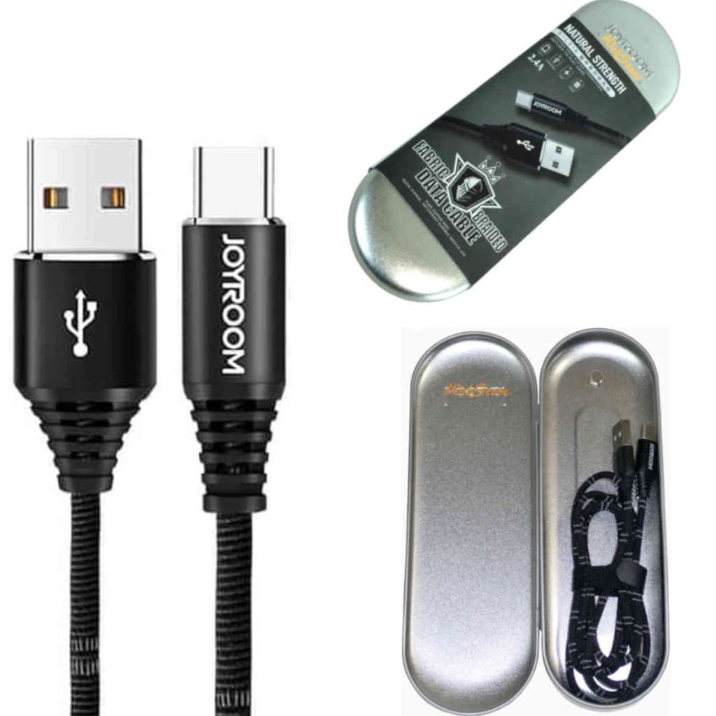 Cabo TYPE C USB carregador e dados para celular 1,20 mts com estojo de metal