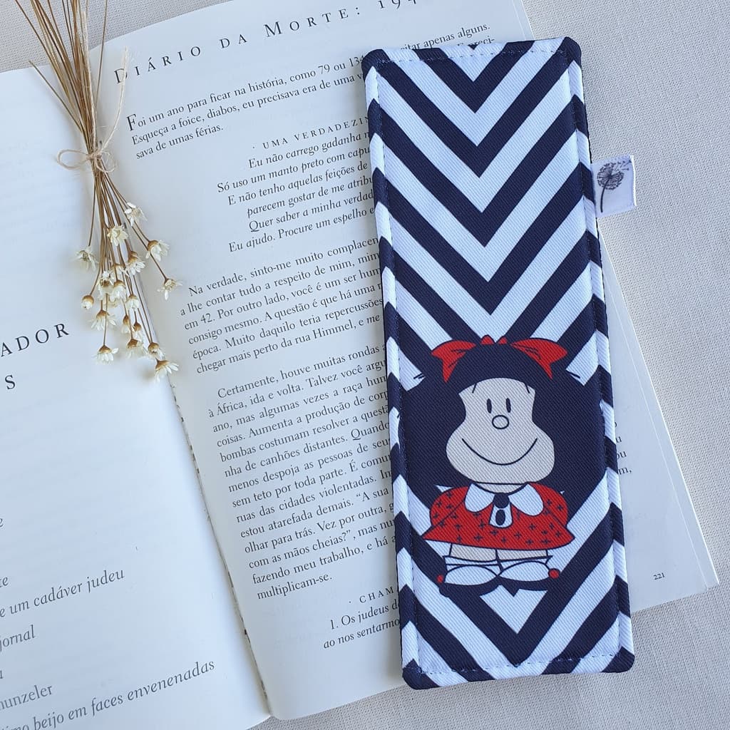 Marcador de Páginas Tecido para Livro, Bíblia, Apostila, Agenda e Caderno, Mafalda