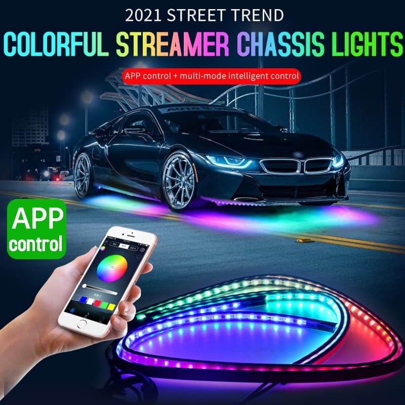 Luzes Do Chassi Carro Streamer Led Luz Ambiente RGB APP Controle Remoto Auto Atmosfera Decorativa Néon Backlight Lâmpada