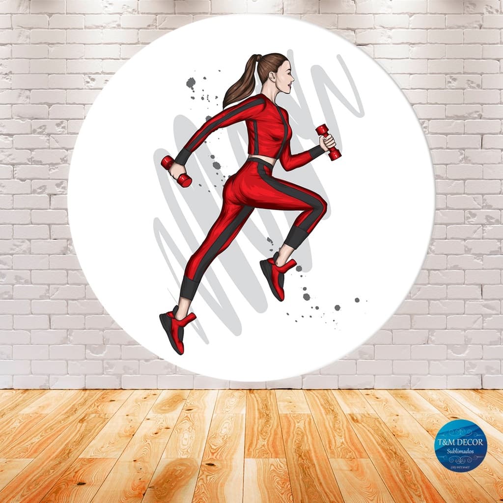 Painel de festa em tecido sublimado 1,50m Fitness Academia