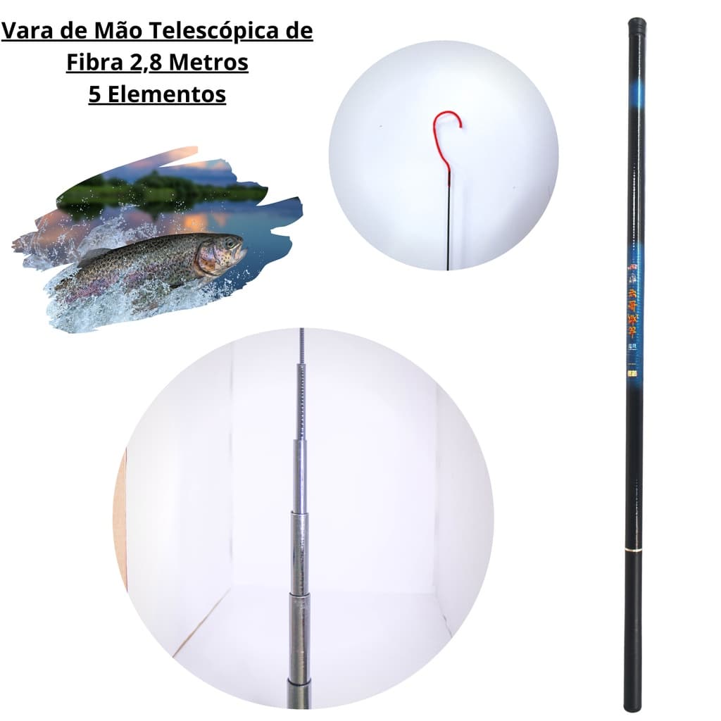 Vara Telescópica Para Traíra Tucunarés 2,8 Metros Gomo Longo Azul