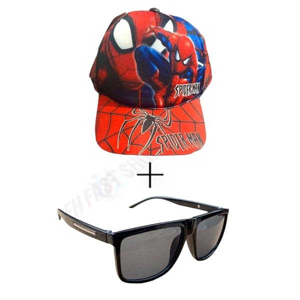 Kit Boné Infantil Homem Aranha E Óculos De Sol Verão Meninos