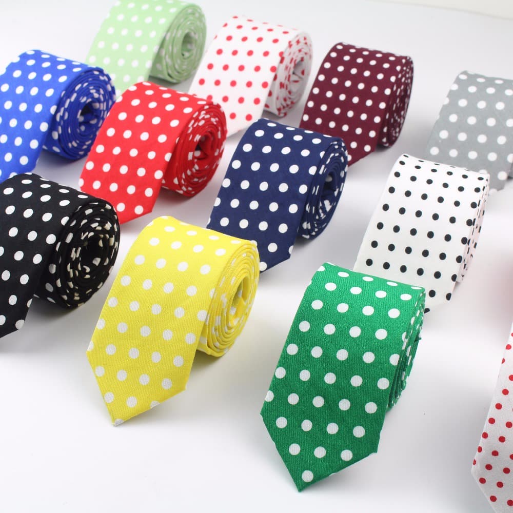 ZONFAZ Gravatas De Algodão Sólido Casamento Skinny Dotted