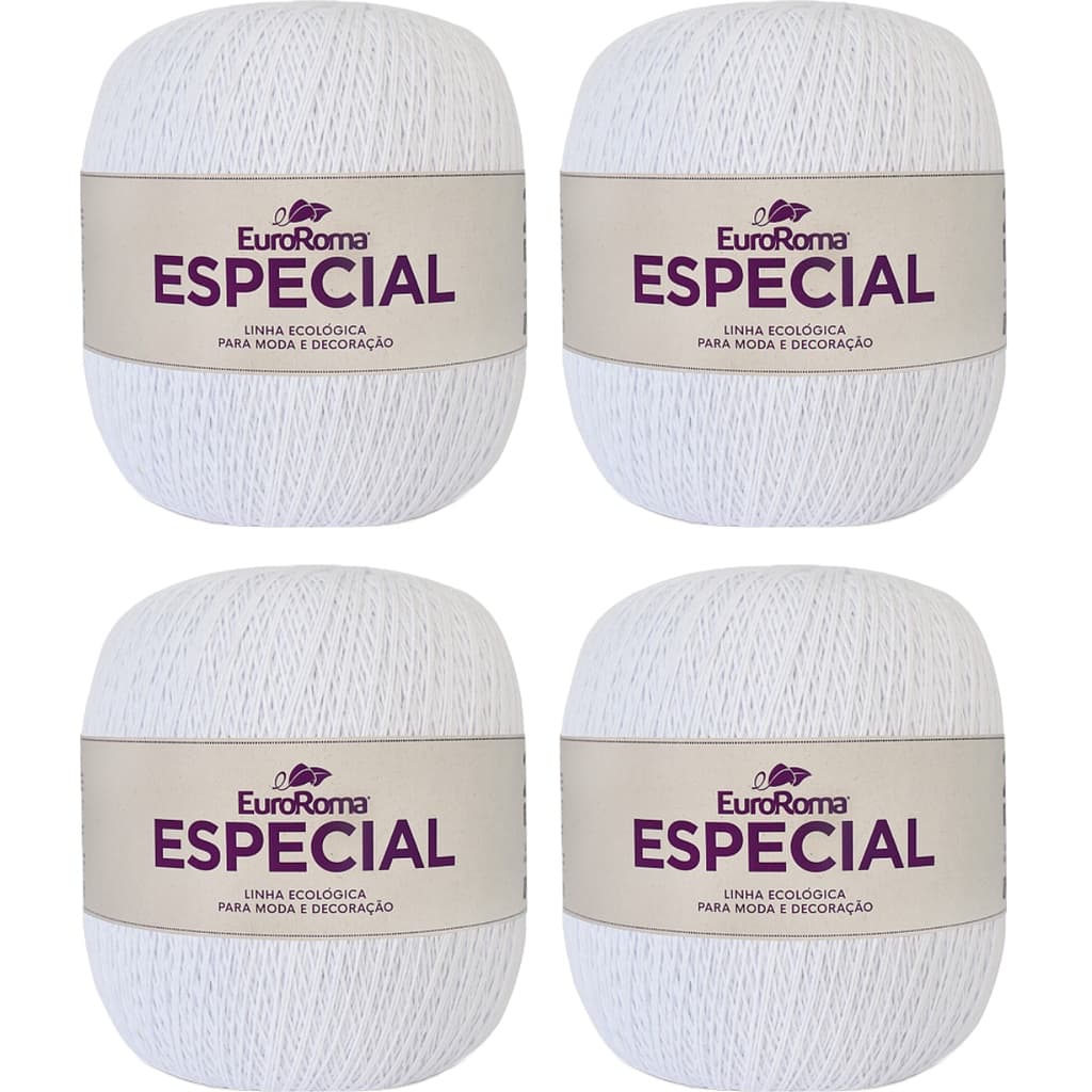 Kit 4 Linha Especial 1400 Metros Fio n° 3 Crochê Tricô Barbante Fino 8/4 Delicada Decoração EuroRoma
