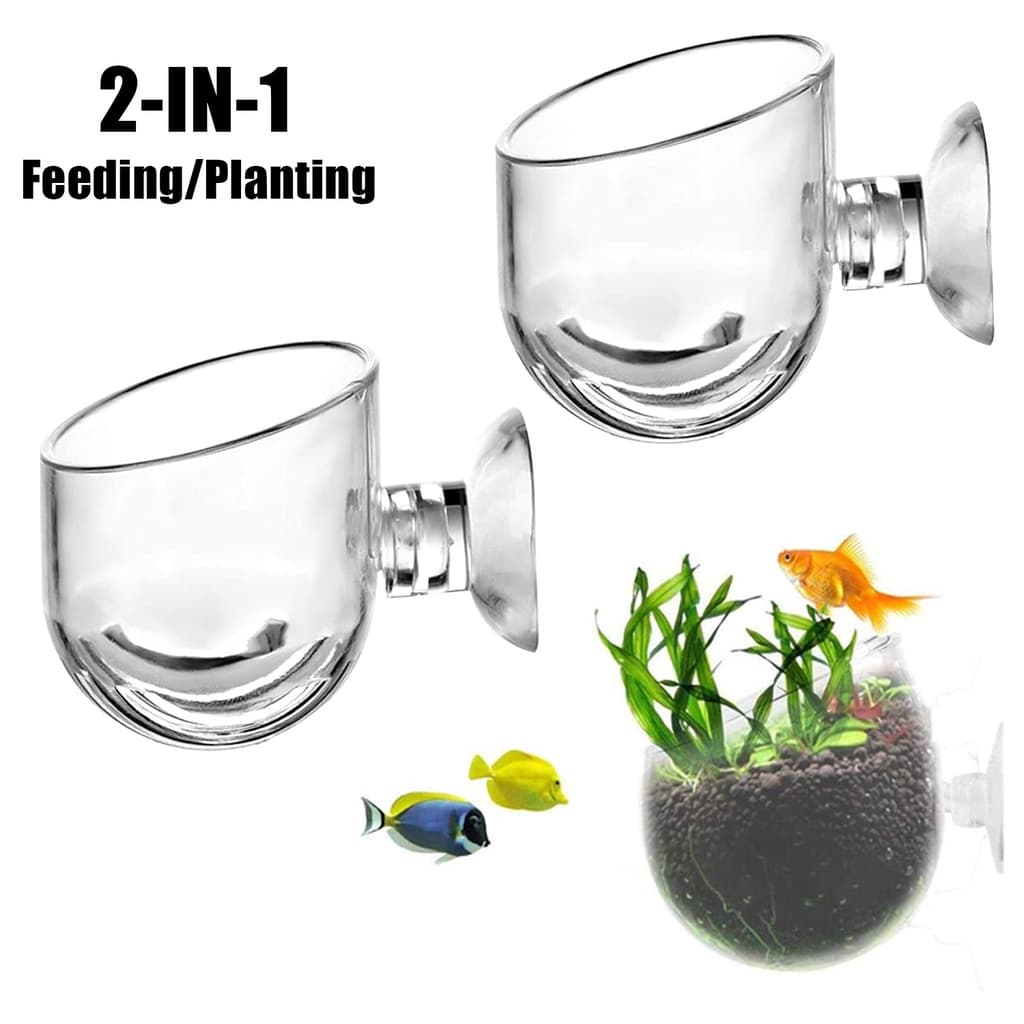 Copos De Alimentação Suspensos Para Aquário Decorações Aquários Mini Vaso De Acrílico De Cristal Cilindro De Plantio De Plantas Aquáticas