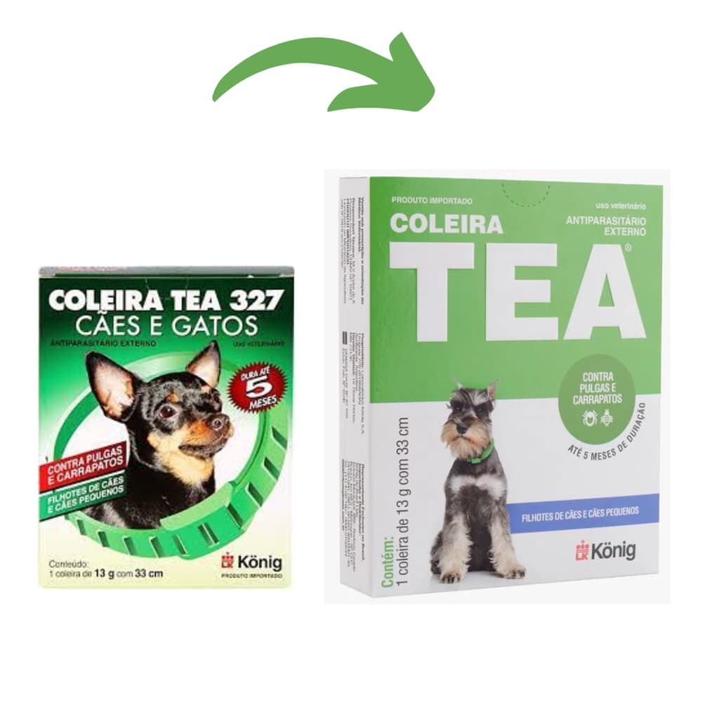 Coleira Antipulgas Tea 327 13g Para Cães Porte Pequeno 33cm Carrapatos