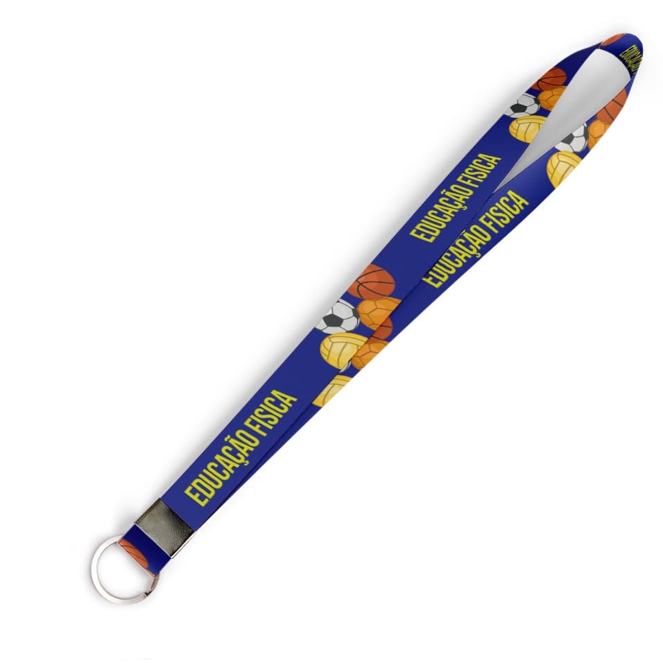 Cordão personalizado Educação Física para crachá ou chaveiro com Argola Italiana