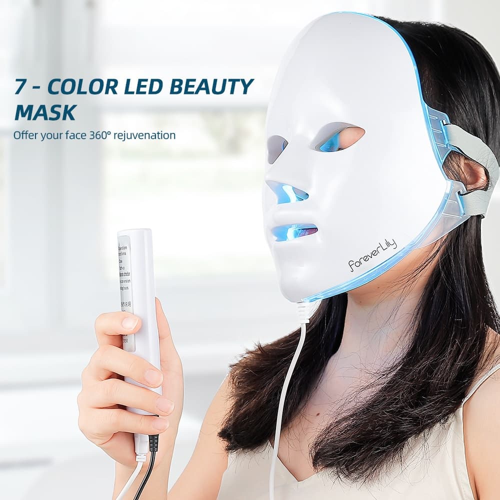 [Entrega Em 1-3 Dias] 7 Cores LED Rosto Ferramenta De Beleza Máscara Rejuvenescimento Da Pele Anti Acne Fóton Terapia Cl