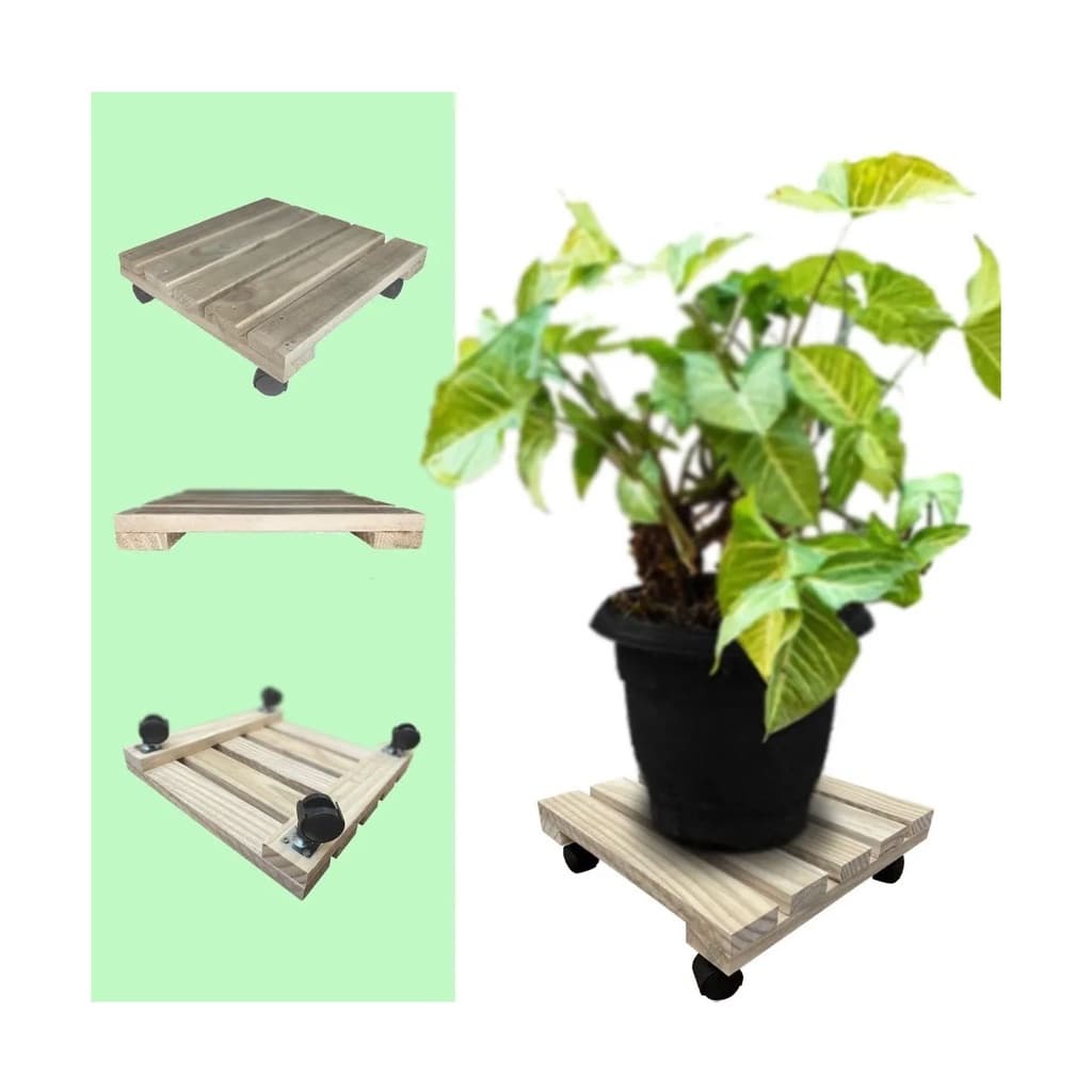 Carrinho Para Vaso Suporte De Plantas Rodinhas 30cm Pinos