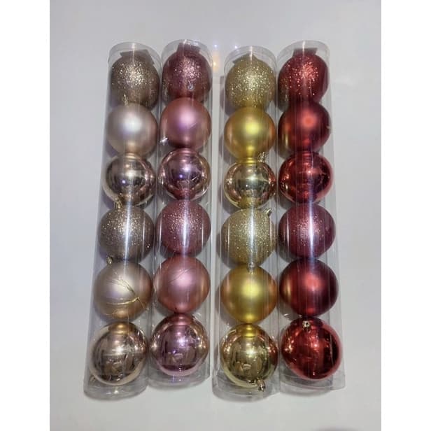 bola mista de Natal fosca / lisa /  Glitter 10cm 6umi e 8cm 6umi e 7cm 8umi e 6cm 9 uni