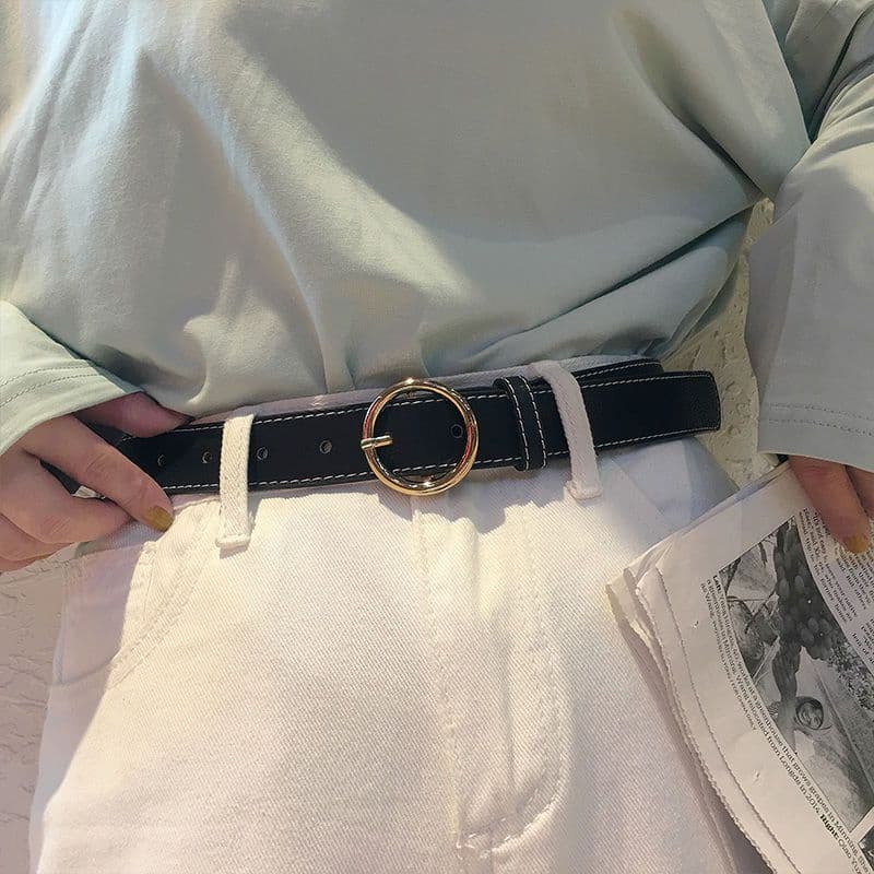 Cinto feminino estudante versão coreana all-match Jeans simples all-match pino fivela cinto senhoras calças cinto decora