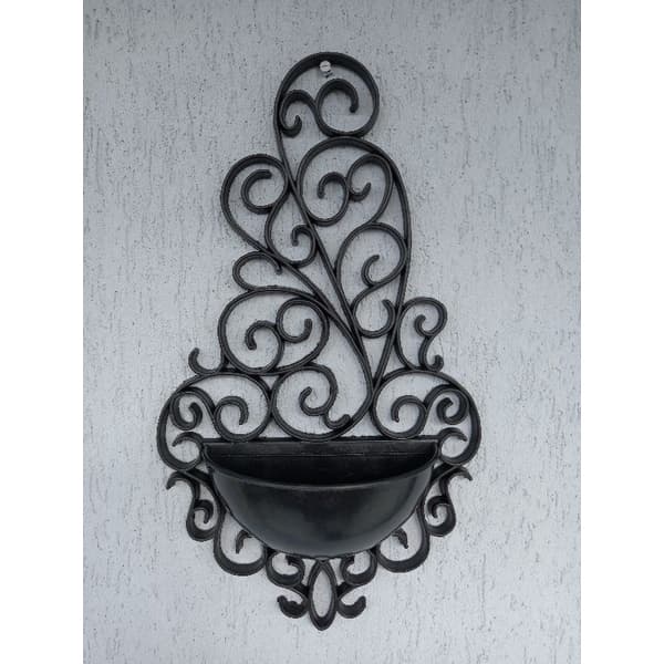 KIT- 2 PCS Vaso Provençal Arandela de Parede Preto/Branco Original Decoração Planta Jardim