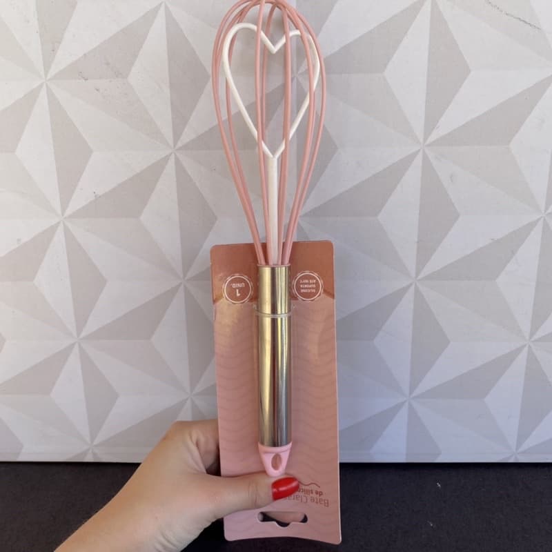 Fue rosa de silicone e inox decorado com coração com cabo de inox batedor de claras fouet verde ciano azul para cozinha